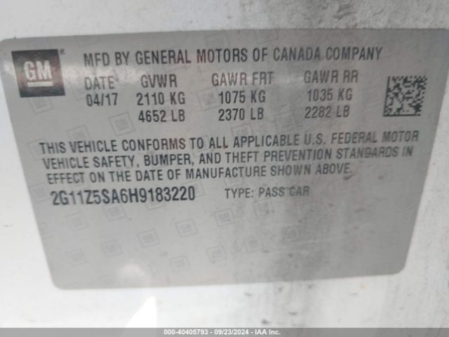 Photo 8 VIN: 2G11Z5SA6H9183220 - CHEVROLET IMPALA 