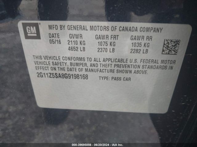 Photo 8 VIN: 2G11Z5SA8G9198168 - CHEVROLET IMPALA 