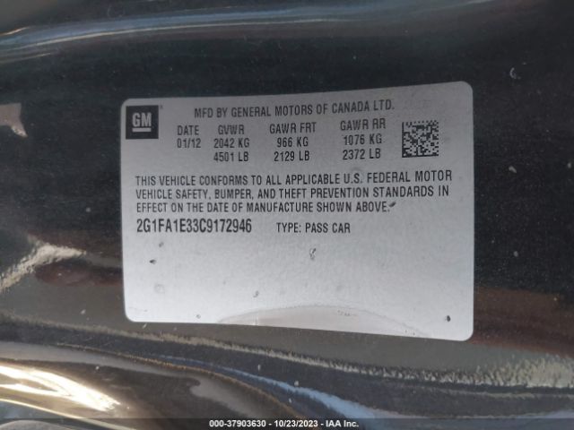 Photo 8 VIN: 2G1FA1E33C9172946 - CHEVROLET CAMARO 