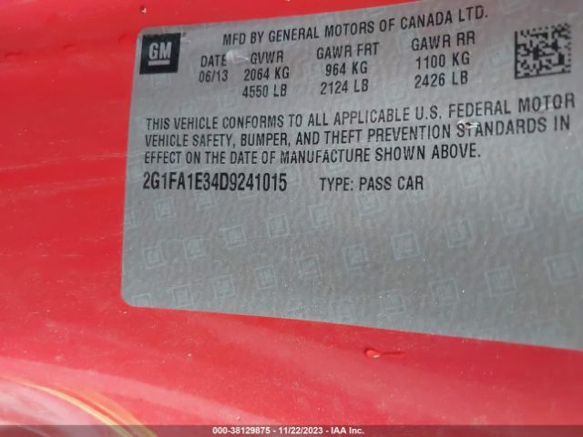 Photo 8 VIN: 2G1FA1E34D9241015 - CHEVROLET CAMARO 