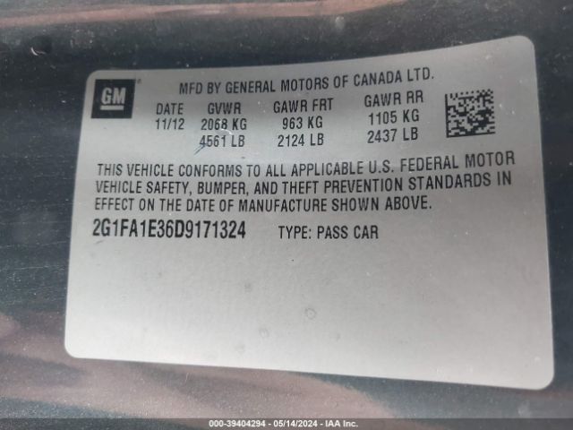 Photo 8 VIN: 2G1FA1E36D9171324 - CHEVROLET CAMARO 