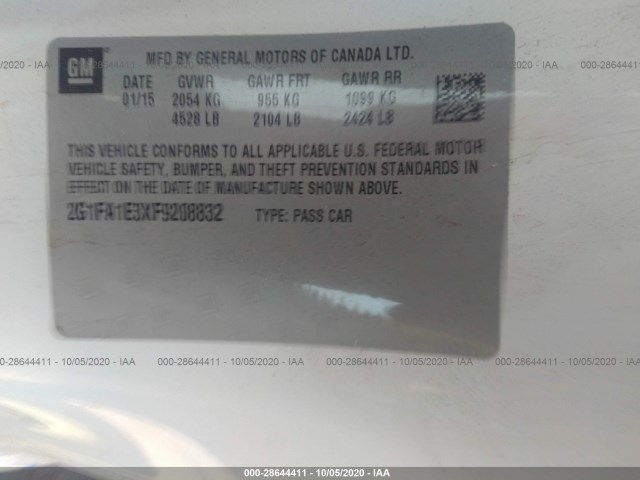 Photo 8 VIN: 2G1FA1E3XF9208832 - CHEVROLET CAMARO 