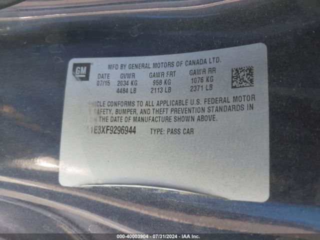 Photo 8 VIN: 2G1FA1E3XF9296944 - CHEVROLET CAMARO 