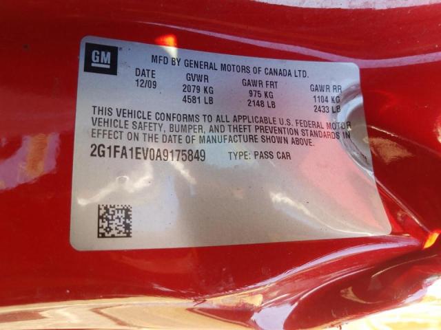 Photo 9 VIN: 2G1FA1EV0A9175849 - CHEVROLET CAMARO LS 