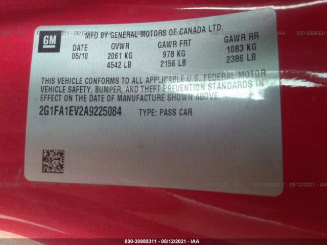 Photo 8 VIN: 2G1FA1EV2A9225084 - CHEVROLET CAMARO 