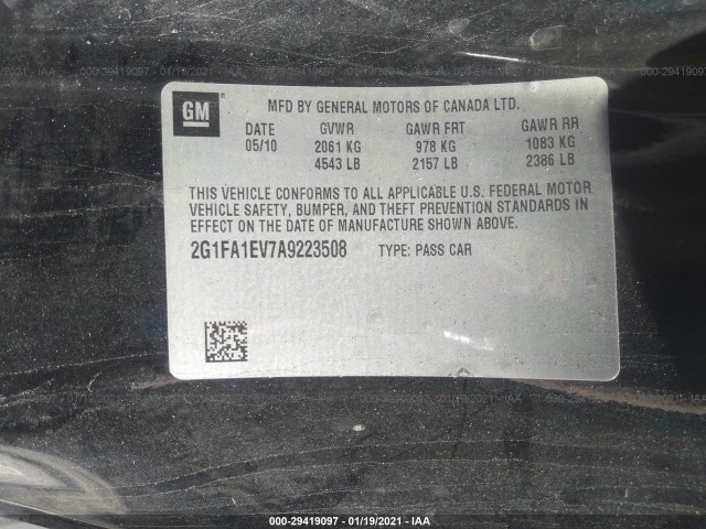 Photo 8 VIN: 2G1FA1EV7A9223508 - CHEVROLET CAMARO 