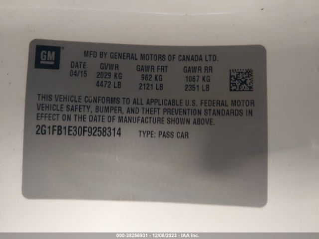 Photo 8 VIN: 2G1FB1E30F9258314 - CHEVROLET CAMARO 