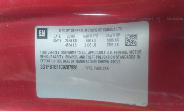 Photo 8 VIN: 2G1FB1E31C9207996 - CHEVROLET CAMARO 