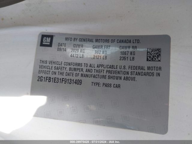 Photo 8 VIN: 2G1FB1E31F9131409 - CHEVROLET CAMARO 