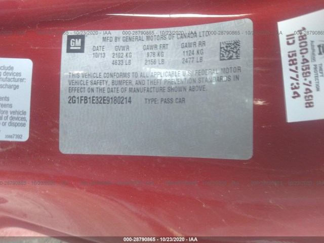 Photo 8 VIN: 2G1FB1E32E9180214 - CHEVROLET CAMARO 