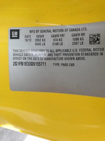 Photo 11 VIN: 2G1FB1E33D9155711 - CHEVROLET CAMARO LT 