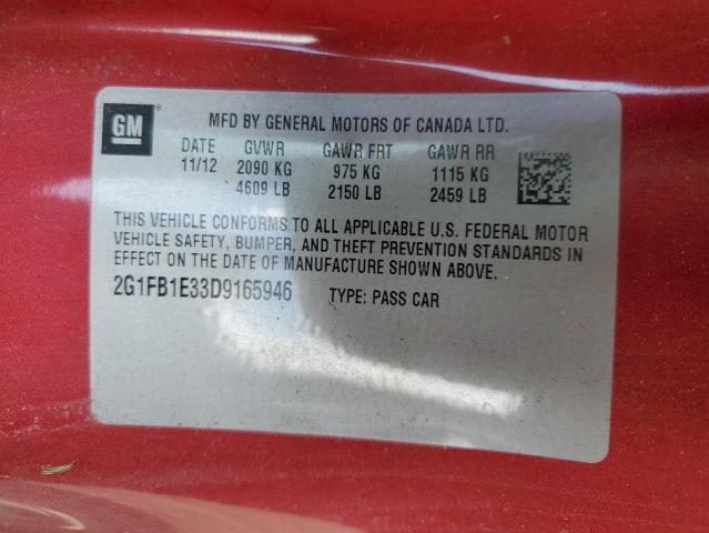 Photo 12 VIN: 2G1FB1E33D9165946 - CHEVROLET CAMARO LT 