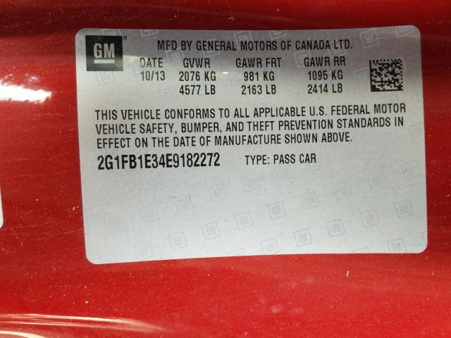 Photo 9 VIN: 2G1FB1E34E9182272 - CHEVROLET CAMARO LT 