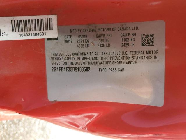 Photo 11 VIN: 2G1FB1E35D9108602 - CHEVROLET CAMARO LT 