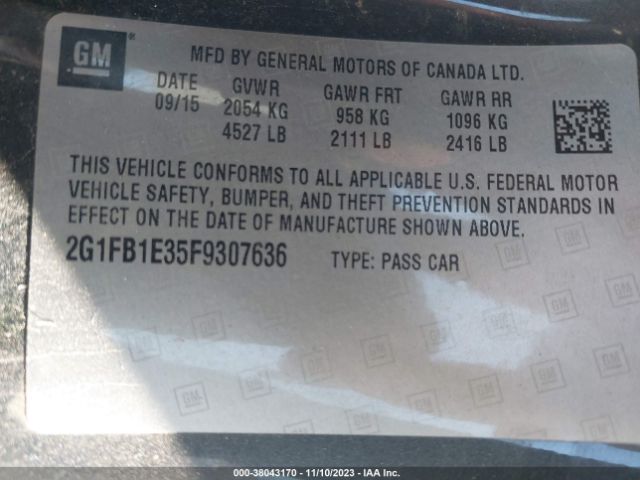 Photo 8 VIN: 2G1FB1E35F9307636 - CHEVROLET CAMARO 