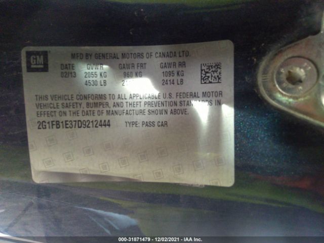 Photo 8 VIN: 2G1FB1E37D9212444 - CHEVROLET CAMARO 