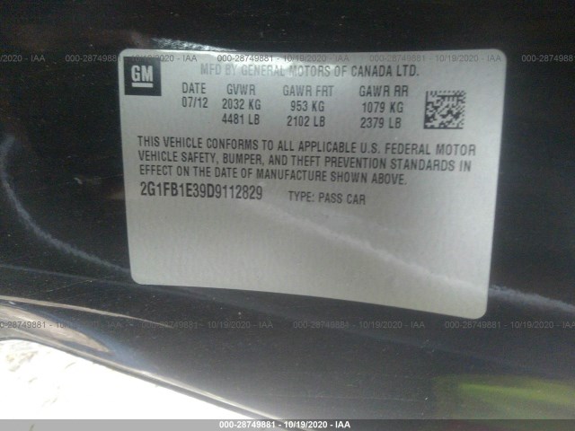 Photo 8 VIN: 2G1FB1E39D9112829 - CHEVROLET CAMARO 