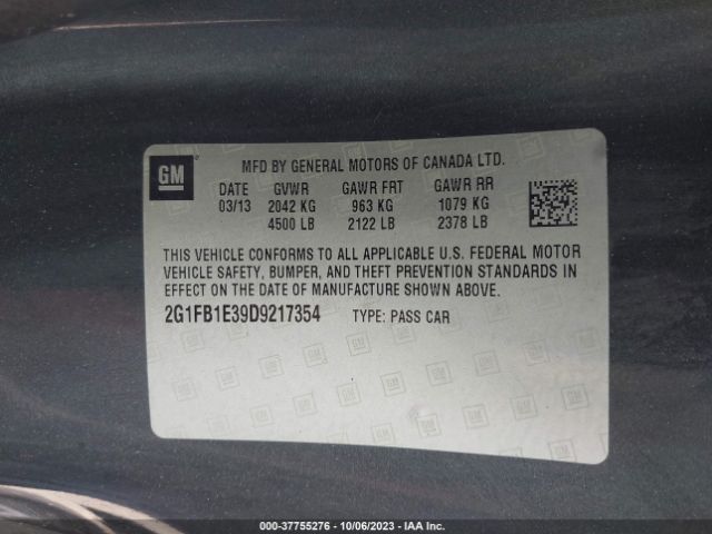 Photo 8 VIN: 2G1FB1E39D9217354 - CHEVROLET CAMARO 