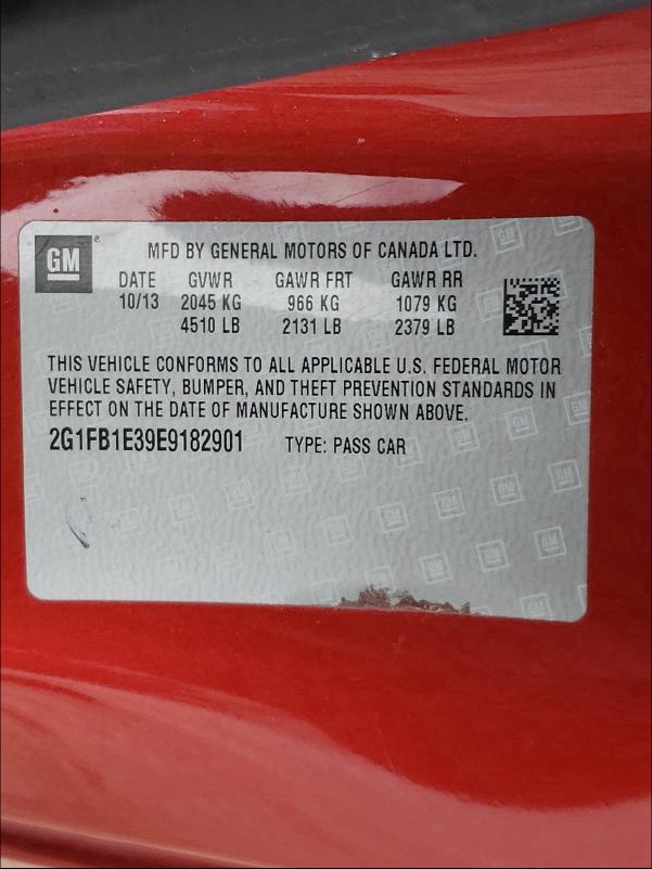 Photo 9 VIN: 2G1FB1E39E9182901 - CHEVROLET CAMARO LT 