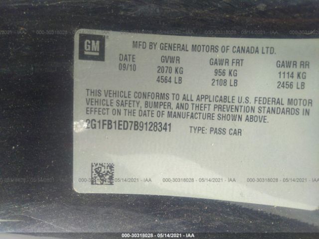 Photo 8 VIN: 2G1FB1ED7B9128341 - CHEVROLET CAMARO 