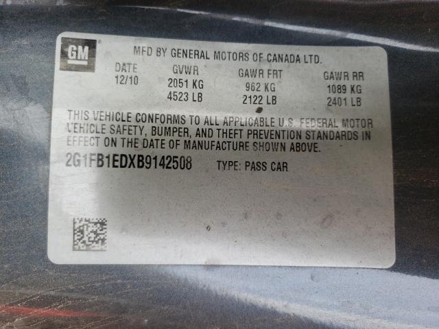 Photo 9 VIN: 2G1FB1EDXB9142508 - CHEVROLET CAMARO LT 