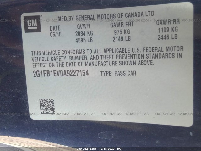 Photo 8 VIN: 2G1FB1EV0A9227154 - CHEVROLET CAMARO 