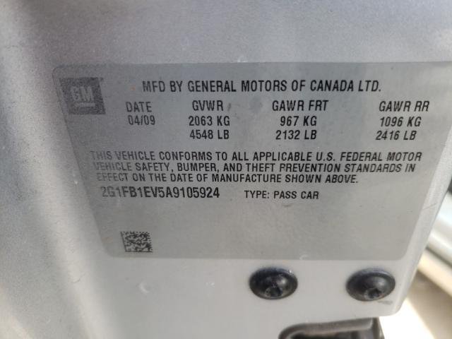 Photo 9 VIN: 2G1FB1EV5A9105924 - CHEVROLET CAMARO LT 