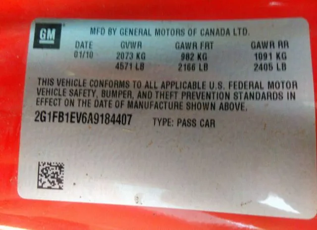 Photo 8 VIN: 2G1FB1EV6A9184407 - CHEVROLET CAMARO 