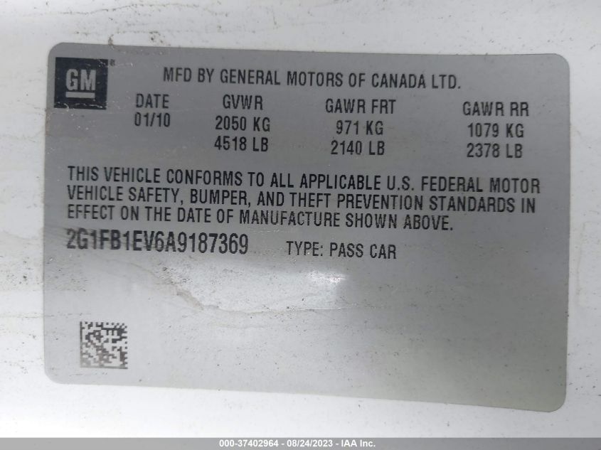 Photo 8 VIN: 2G1FB1EV6A9187369 - CHEVROLET CAMARO 