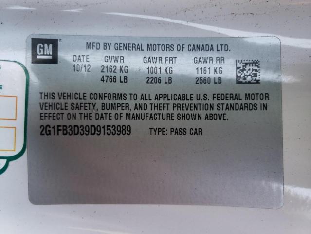 Photo 9 VIN: 2G1FB3D39D9153989 - CHEVROLET CAMARO LT 