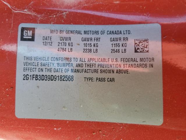 Photo 9 VIN: 2G1FB3D39D9182568 - CHEVROLET CAMARO LT 