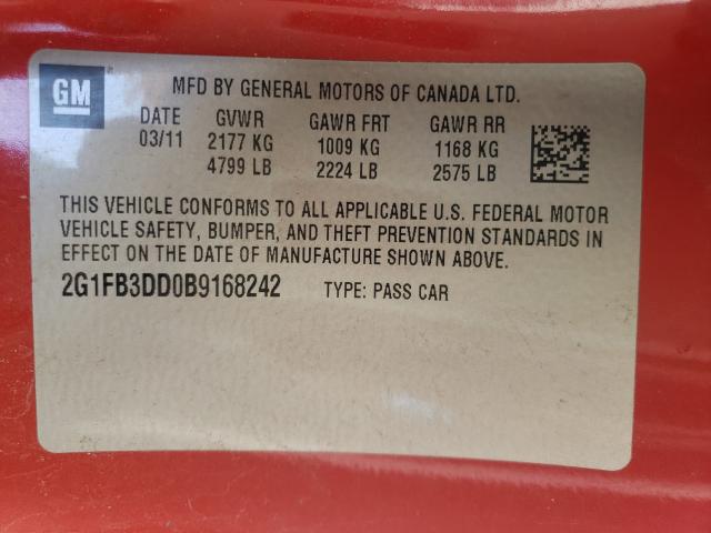 Photo 9 VIN: 2G1FB3DD0B9168242 - CHEVROLET CAMARO LT 