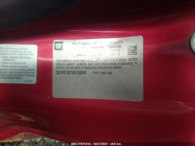 Photo 8 VIN: 2G1FC1E31E9130045 - CHEVROLET CAMARO 