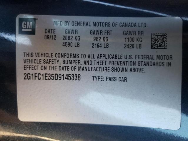 Photo 9 VIN: 2G1FC1E35D9145338 - CHEVROLET CAMARO LT 