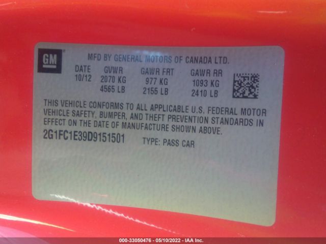 Photo 8 VIN: 2G1FC1E39D9151501 - CHEVROLET CAMARO 