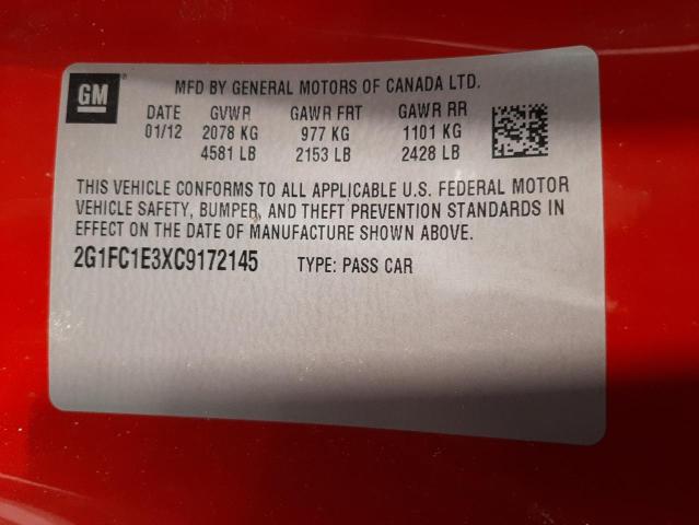 Photo 12 VIN: 2G1FC1E3XC9172145 - CHEVROLET CAMARO LT 