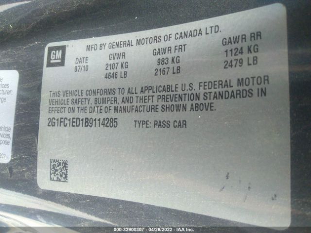 Photo 8 VIN: 2G1FC1ED1B9114285 - CHEVROLET CAMARO 