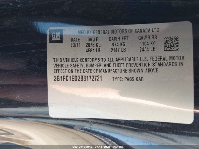 Photo 8 VIN: 2G1FC1ED2B9172731 - CHEVROLET CAMARO 