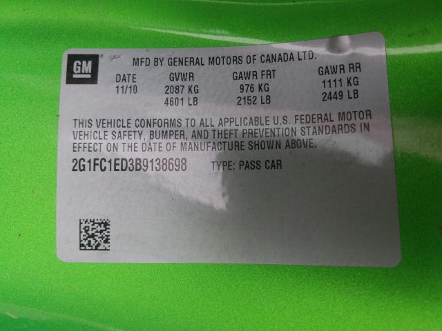 Photo 9 VIN: 2G1FC1ED3B9138698 - CHEVROLET CAMARO LT 