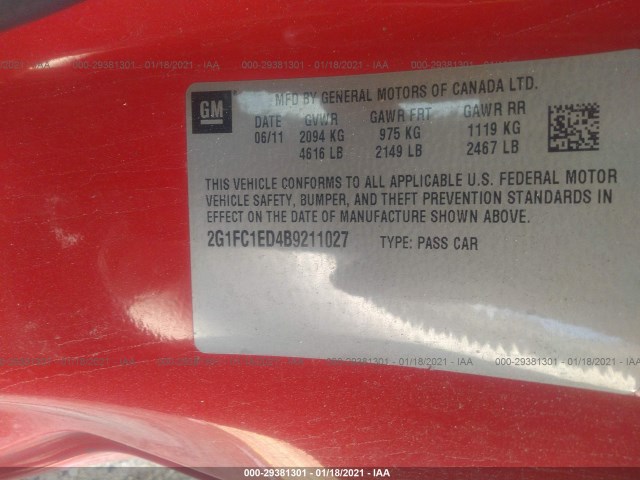 Photo 8 VIN: 2G1FC1ED4B9211027 - CHEVROLET CAMARO 