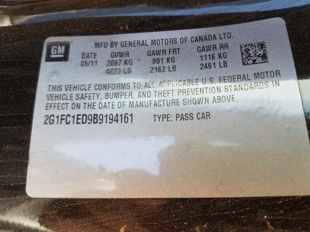 Photo 9 VIN: 2G1FC1ED9B9194161 - CHEVROLET CAMARO LT 