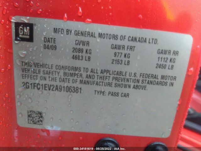 Photo 8 VIN: 2G1FC1EV2A9106381 - CHEVROLET CAMARO 