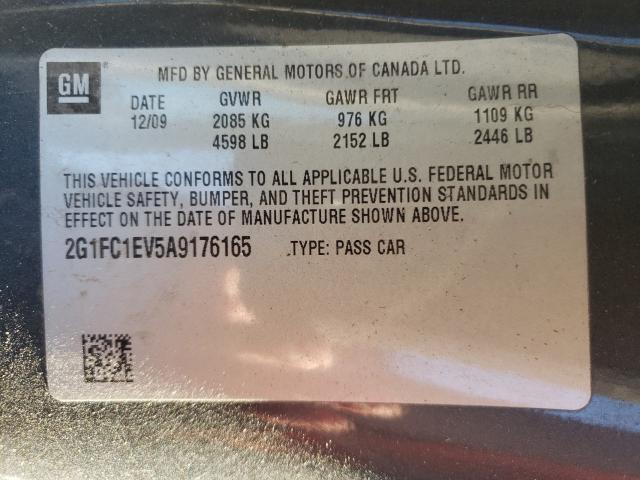 Photo 9 VIN: 2G1FC1EV5A9176165 - CHEVROLET CAMARO LT 