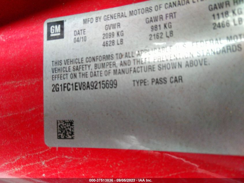 Photo 8 VIN: 2G1FC1EV8A9215699 - CHEVROLET CAMARO 