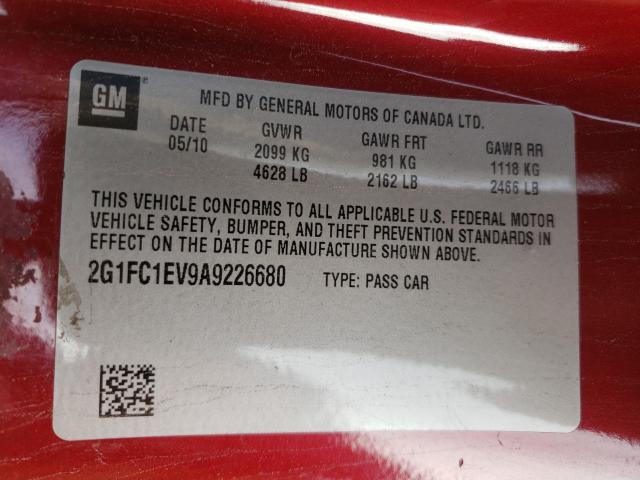 Photo 9 VIN: 2G1FC1EV9A9226680 - CHEVROLET CAMARO LT 