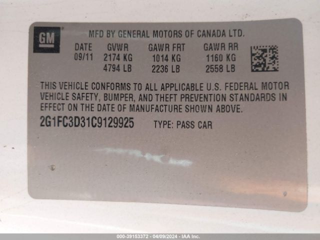 Photo 8 VIN: 2G1FC3D31C9129925 - CHEVROLET CAMARO 