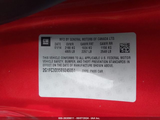 Photo 8 VIN: 2G1FC3D35E9245051 - CHEVROLET CAMARO 