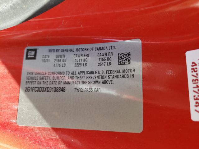 Photo 9 VIN: 2G1FC3D3XC9138848 - CHEVROLET CAMARO LT 