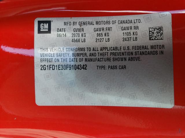 Photo 9 VIN: 2G1FD1E30F9104342 - CHEVROLET CAMARO LT 