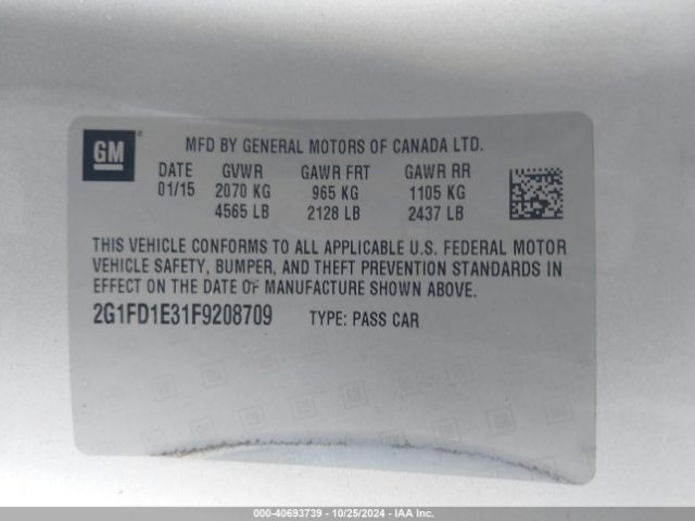 Photo 8 VIN: 2G1FD1E31F9208709 - CHEVROLET CAMARO 